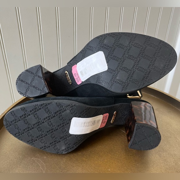 VIONIC LACEY TORTOISE HEEL BLACK SUEDE SLINGBACKS | SIZE 7 | EUC - Picture 9 of 10